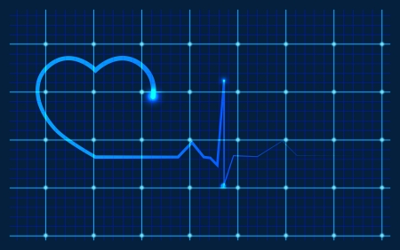 Heart and ecg from red ribbonのイラスト素材