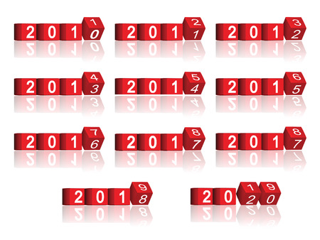 cube passing years 2011-2020, vectorのイラスト素材