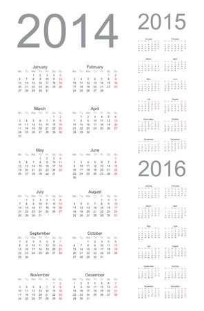 Simple Calendar year 2014, 2015, 2016, vectorのイラスト素材