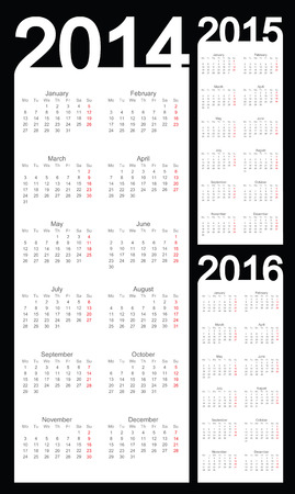 Simple Calendar year 2014, 2015, 2016, vectorのイラスト素材