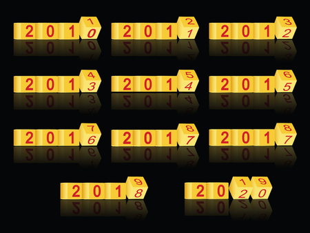 cube passing years 2011-2020, vectorのイラスト素材