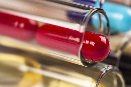 Capsules drug in test tubeの写真素材