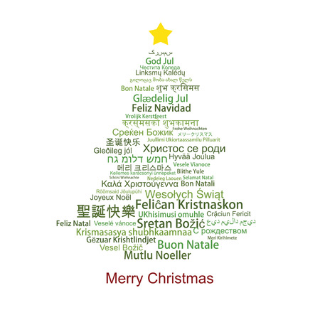 Merry Christmas Tag Cloud shaped as a Christmas treeのイラスト素材