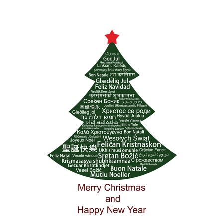 Merry Christmas Tag Cloud shaped as a Christmas treeのイラスト素材