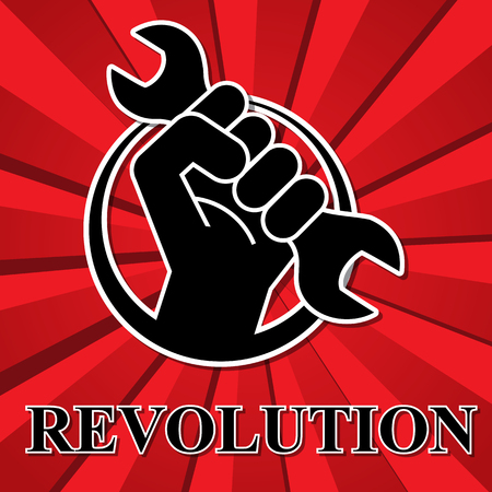 fist revolution symbol with wrench, vectorのイラスト素材
