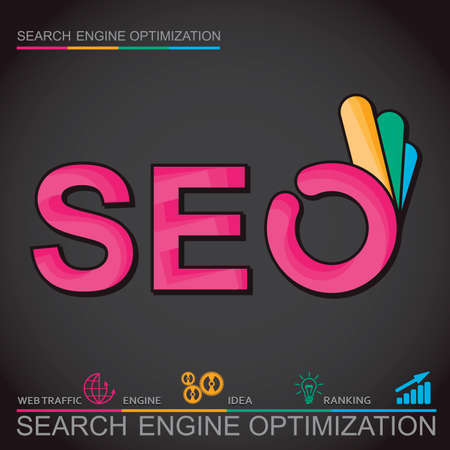 Infographic perfect search engine optimization. Concept with OK hand, vectorのイラスト素材