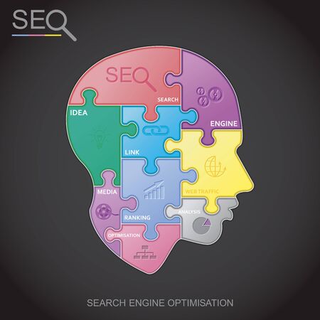 SEO puzzle head, vectorのイラスト素材