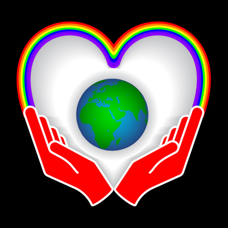 Two hands holding planet earth Environmental icon vectorのイラスト素材
