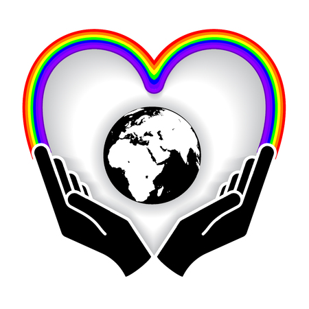 Two hands holding planet earth Environmental icon vectorのイラスト素材