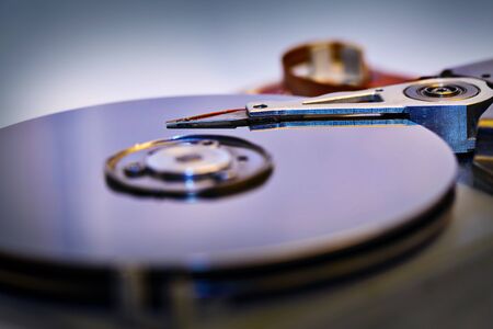 Detail of an opened computer hard disc drive, storage deviceの写真素材