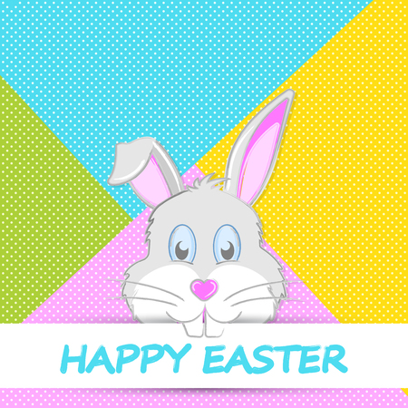 Easter Bunny with teeth and muzzle in the form of heart. Happy Easter greeting card.のイラスト素材