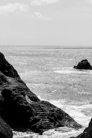 poetic and romantic stairway on the cliff