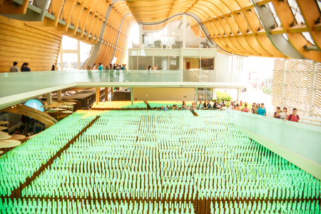 MILAN, ITALY - AUG 14: People visit Expo - China Pavilion, universal exposition on the theme of food on AUG 14, 2015 in Milanのeditorial素材