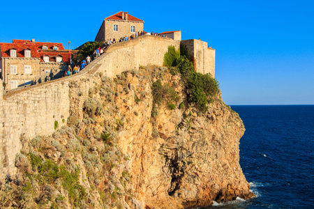 Particular View of city wall of old fortress in Dubrovnik, Croatiaのeditorial素材