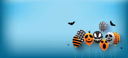 Halloween background and ghost balloons, party invitations or greeting cards have space for text. Vector illustrationのイラスト素材