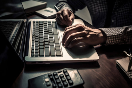 businessman working on laptop. generative AIの素材