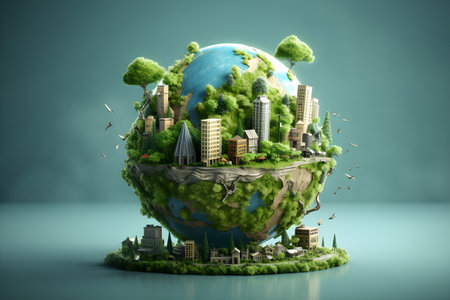 A World Abundant with Green Forests Celebrating the Essence of World Environment Day. Generative AIの素材
