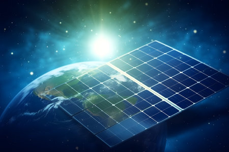 solar panel on the background of the earth generative aiの素材