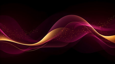Energetic Fluid Motion Contemporary Red and Orange Wave Illustration on Dark. generative aiの素材