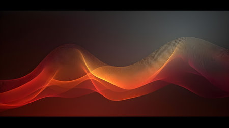 Dynamic Abstract Wave. Vibrant Red and Orange Illustration on Dark Background. generative aiの素材