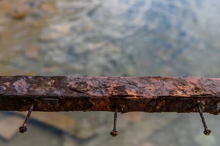 Old rusted metal nailsの写真素材