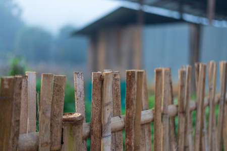 close up of wooden wall in countrysideの写真素材
