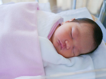 Asian cute baby newborn girl sleeping