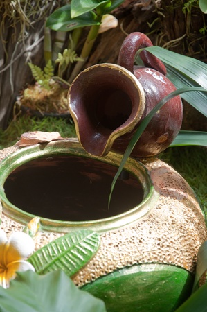 a picture of a beautiful jar in gardenの写真素材