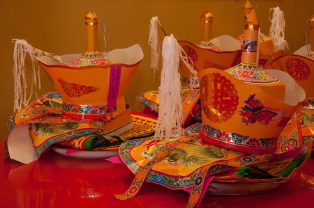 chinese hat in chinese templeのeditorial素材