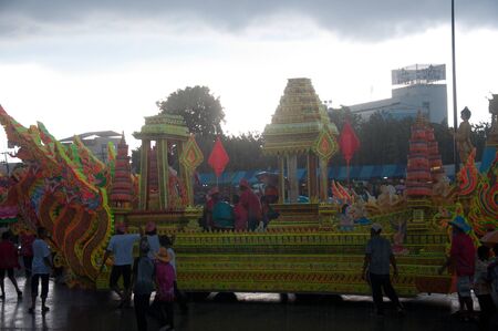 YALA, THAILAND - OCTOBER 13: Unidenified yala people walk for Monk's ship parade in Monk's Ship...