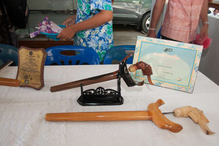 YALA, THAILAND - FEBUARY 9: Yala Raman Islamic Daggers on table for Raman Islamic Daggers show on Feb 9, 2012 at  Yala Raman Dagger Village, Thailandのeditorial素材