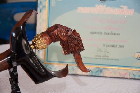 YALA, THAILAND - FEBUARY 9: Yala Raman Islamic Daggers on table for Raman Islamic Daggers show on Feb 9, 2012 at  Yala Raman Dagger Village, Thailandのeditorial素材
