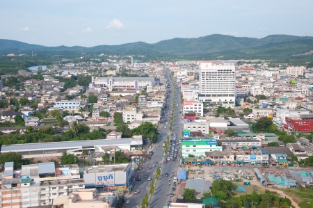 YALA, THAILAND - DECEMBER 5: cityscape of yala city, thailand on Siroros Road from aerial view  on Dec 5, 2012 at Yala, Thailand - yala is southmost city of thailandのeditorial素材