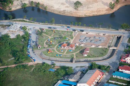 YALA, THAILAND - DECEMBER 5: Baemao Park and lake of yala city, thailand from aerial view on Dec 5, 2012 at Yala, Thailand - yala is southmost city of thailandのeditorial素材
