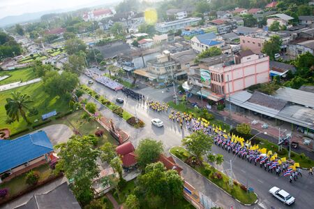 YALA, THAILAND - DECEMBER 5: Yala People parade for celebrate King Bhumibol Adulyadej's Birthday on Dec 5, 2012 at Yala Youth Center, Thailandのeditorial素材