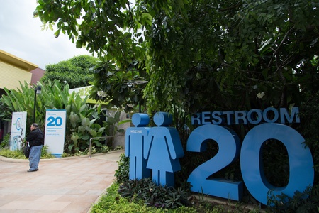 Saraburi, Thailand - July 19: Restroom of PTT Life Station Saraburi which cost 20 baht per time to use and money is for chairity donation on Jul 19, 2013 at PTT Life Station Saraburi, Thailandのeditorial素材