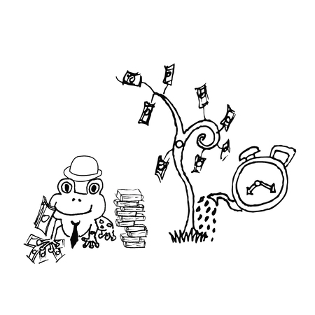 Money Tree with Business Frogのイラスト素材