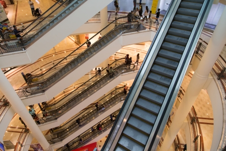 KUALA LUMPUR, MALAYSIA - SEP 27  Escalators in Suria Shopping Mall on September 27, 2013 in Kuala Lumpur, Malaysia  Suria KLCC is the luxury shopping locate at lower floor of Petronas Towers のeditorial素材