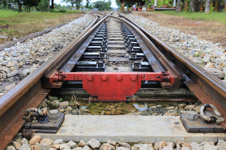 Rustic Railroad Track splitting lanesの写真素材