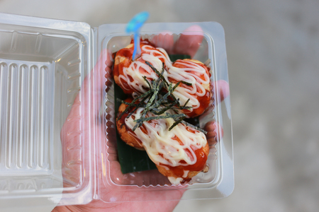takoyaki, octopus balls, japanese food  with seaweed on topの写真素材