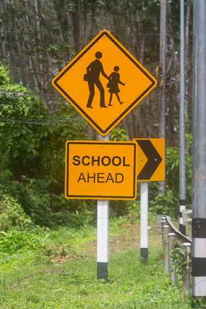 The sign School aheadの写真素材