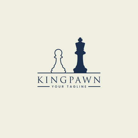 chess sports logo, pawn and king silhouette in retro classic art styleのイラスト素材