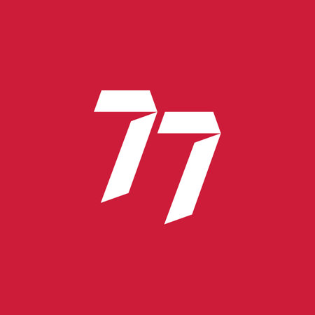 logo inspiration number 77 seventy seven red white in modern art styleのイラスト素材