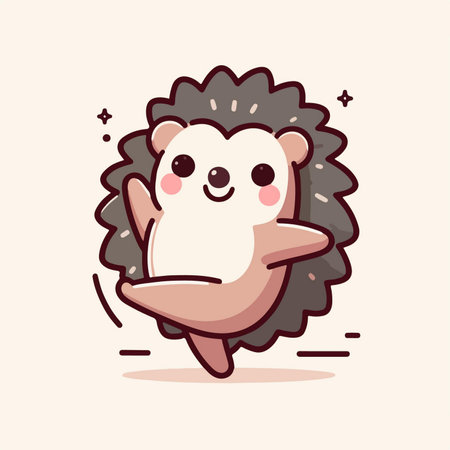 cute little hedgehog dancing cartoon character mascotのイラスト素材