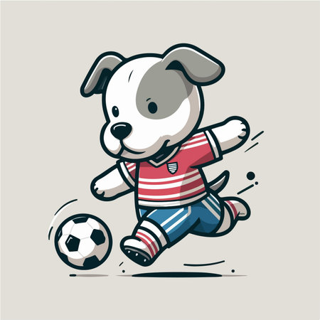 sport animal cute dog playing soccer wearing a jersey vector illustrationのイラスト素材