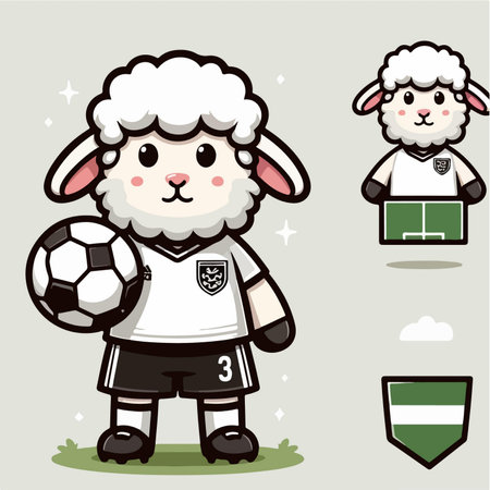 sport animal cute sheep football player vector illustrationのイラスト素材