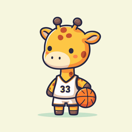 sport animal cute giraffe basketball player wearing jersey vector illustrationのイラスト素材