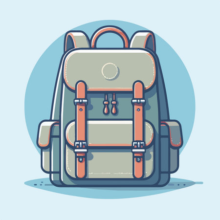 flat design illustration of cute green army bag body pack cartoon iconのイラスト素材