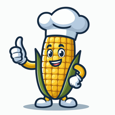 illustration of a corn chef cartoon character mascot giving a thumbs upのイラスト素材