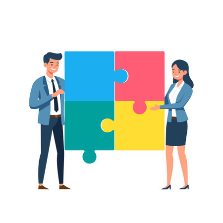 businessman teamwork with puzzle piecesのイラスト素材